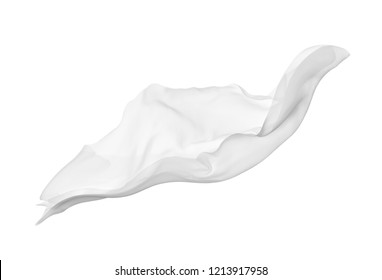 close up of a white fabric cloth flowing on white background - Shutterstock ID 1213917958