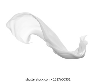 close up of a white fabric cloth flowing on white background - Shutterstock ID 1517600351