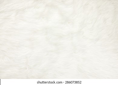 Close Up At White Fur Fabric Texture Background.