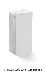 Close Up Of  A White Milk Box Template On White Background