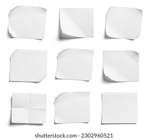 close up of  a white note paper on white background