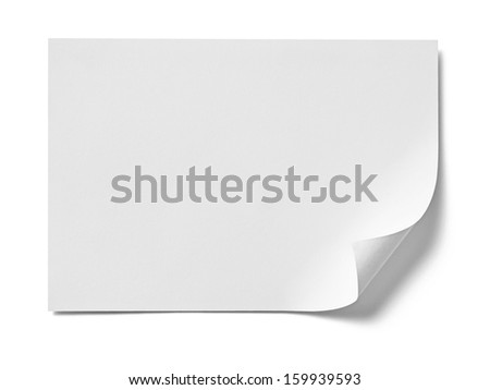 close up of  white note paper on white background 