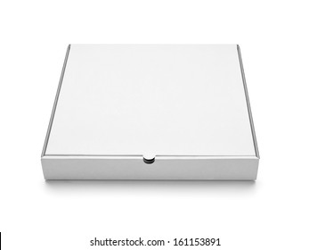 close up of  a white pizza box template on white background