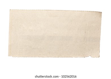 Close Up Of  A White Ripped Piece Of News Paper On On White Background With Clipping Path