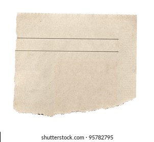 Close Up Of  A White Ripped Piece Of News Paper On On White Background With Clipping Path