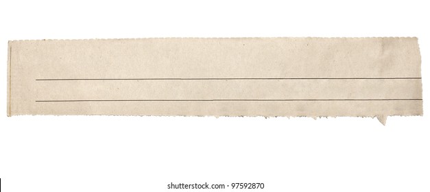 close up of  a white ripped piece of news paper on on white background with clipping path