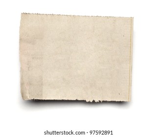 Close Up Of  A White Ripped Piece Of News Paper On On White Background With Clipping Path