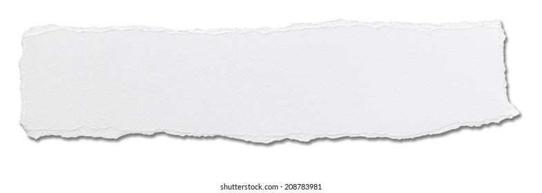 Close Up Of  A White Ripped Piece Of Paper On White Background