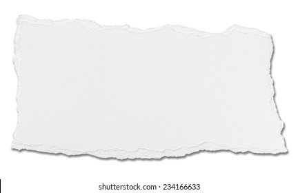 close up of  a white ripped piece of paper on white background - Shutterstock ID 234166633