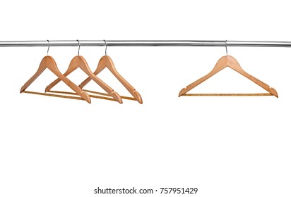 Close Up Of A White T Shirt And A Cloth Hanger On White Background