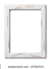 Close Up Of  A White Wood Frame On White Background