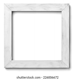 Close Up Of  A White Wood Frame On White Background