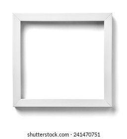 Close Up Of  A White Wood Frame On White Background