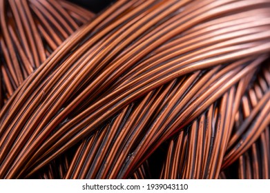 Close Up Of A Winding Of An Electric Motor. Copper Motor Windings.