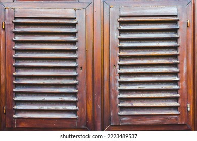 Close Up Window Shutter Made Of Textured Wood Of A Rustic Home