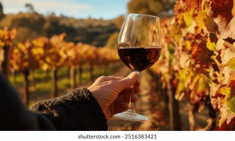 Close up of a wine glass on a barrel