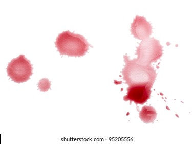 Close Up Of  A Wine Stain On  White Background With Clipping Path