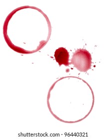 close up of  a wine stain on  white background with clipping path