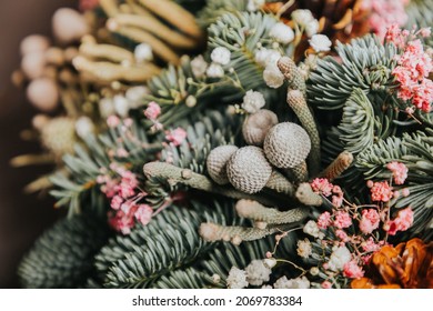 Close Up Of A Winter Floral Arrangement