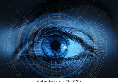 Close Woman Eye Process Scanning Identification Stock Photo 708591349 ...