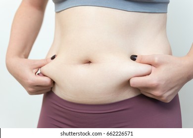 Close Up Of Woman Fat Belly Waist, Love Handles