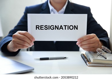 Close Woman Hands Holding Resignation Letter Stock Photo 2053890212 ...