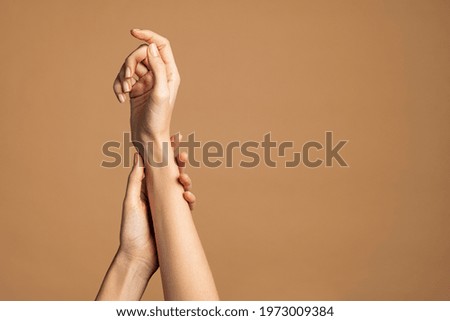 Similar – Image, Stock Photo female hands and an open notebook with pink blank sheets