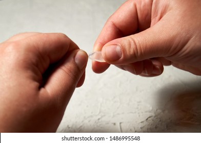 Close Up Of Woman Hands, Preparation For Express HIV Self Test. Self Human Immunodeficiency Virus Testing.