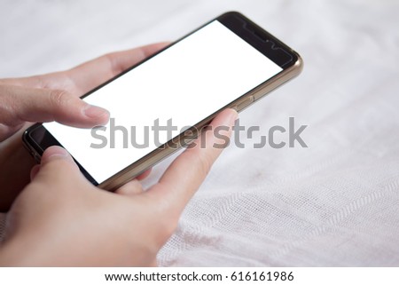 Close up Woman  holding a tactile mobile smartphone 
