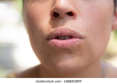 Close Up To A Woman Mouth Showing Expressions