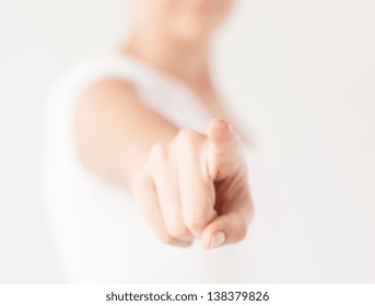 Close Up Of Woman Pointing Her Finger At You
