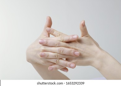 Close up of woman stretching hands