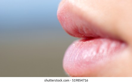 Close up of a woman's lips.