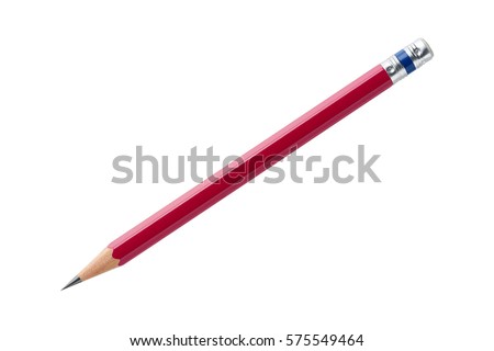 Close up wood pencil isolated on white with clipping path