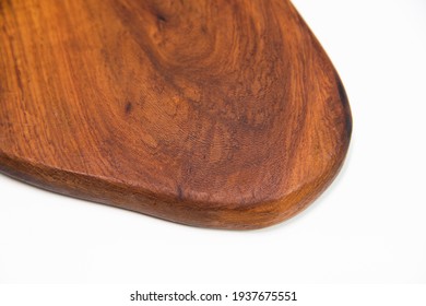 Close Up Wood Texture Cutting Board On White Background.