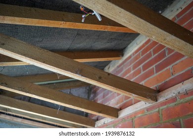 Close up of wooden beams in a roof 