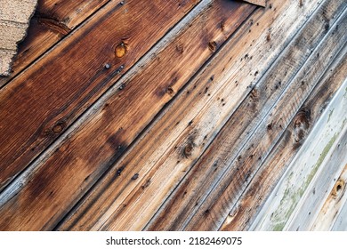 Close Up Of The Wooden Planks That Make An Exterior Wall Of An Abandoned House In Animas Forks, An Historical Ghost Town And Old Mining Camp On The Animas Off-road Trail In The San Juan Mountains