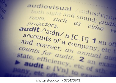 Close up of the word audit from a dictionary