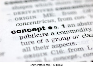 A close up of the word concept from a dictionary