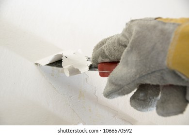 Close Worker Hand Scraping Old Paint Stock Photo 1105170587 | Shutterstock