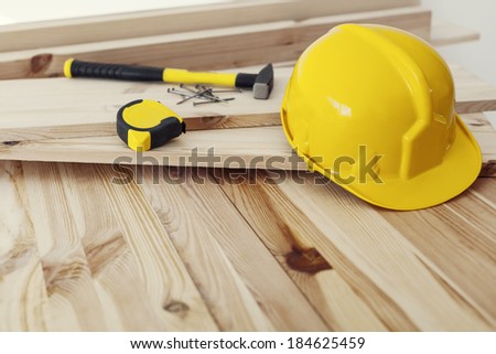 Close up of workplace for professional carpenter