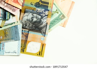 Close up of world currency banknotes
