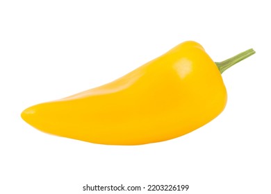 Close Up Of Yellow Mini Sweet Pepper Isolated On White