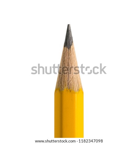 close up yellow pencil isolated on white background.