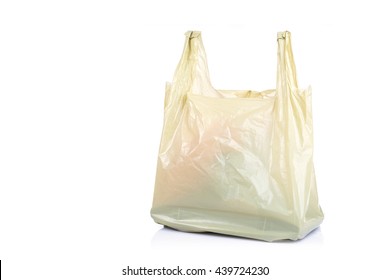 Close Up Yellow Plastic Bag Isolated On White Background