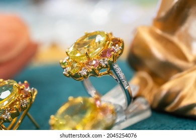 Close Up Of Yellow Topaz Ring