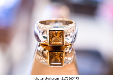 Close Up Of Yellow Topaz Ring