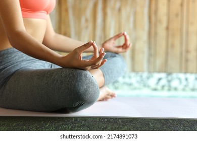 Close Up Of A Yogi Hands Doing Yoga Meditation Exercise In Spa