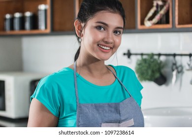 Close Up Of A Young Smiling Girl In Casual Cloth