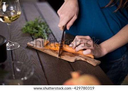 Image, Stock Photo Female hands prepare various colorful organic farm vegetables